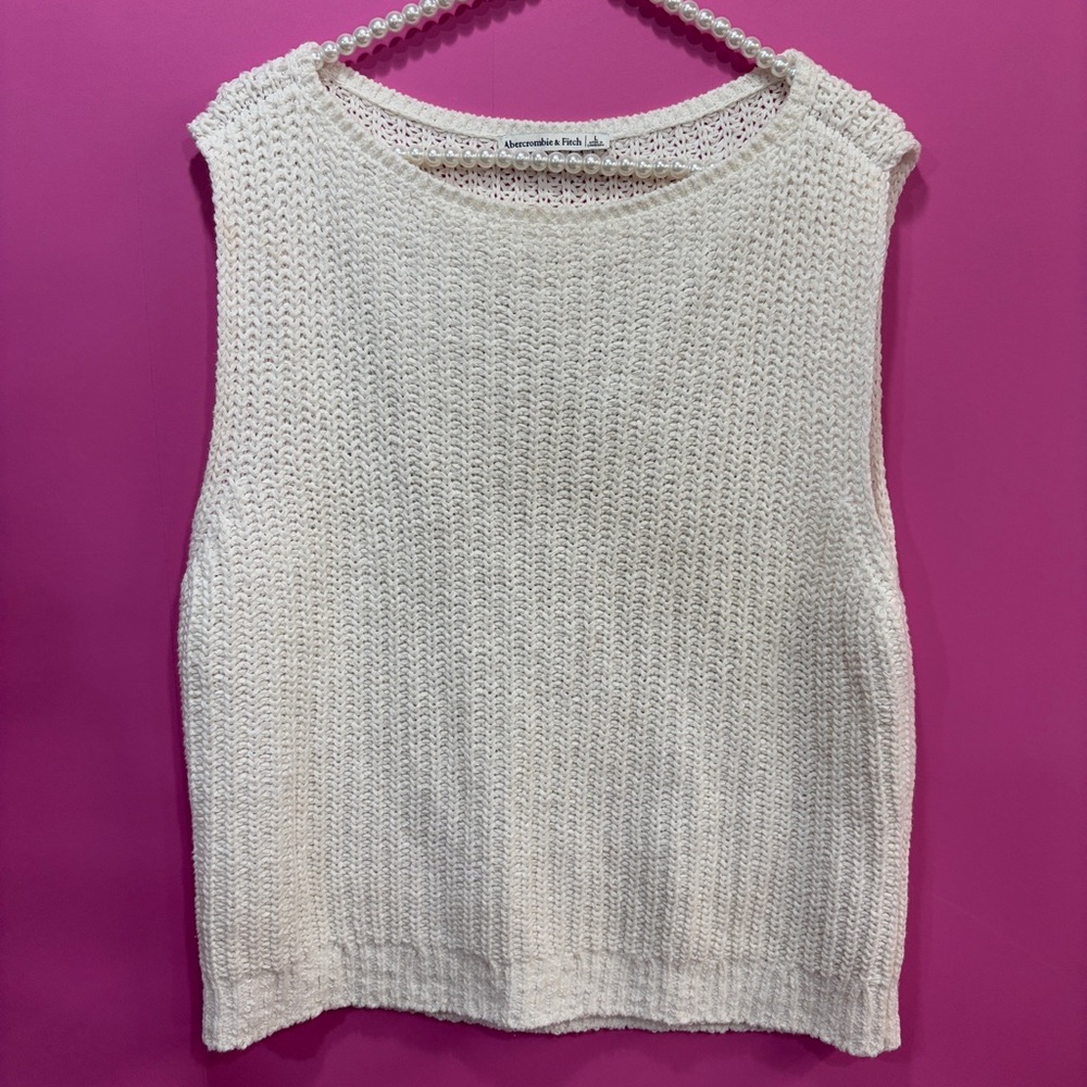 Abercrombie & Fitch Cream Knit Sleeveless Tank Top